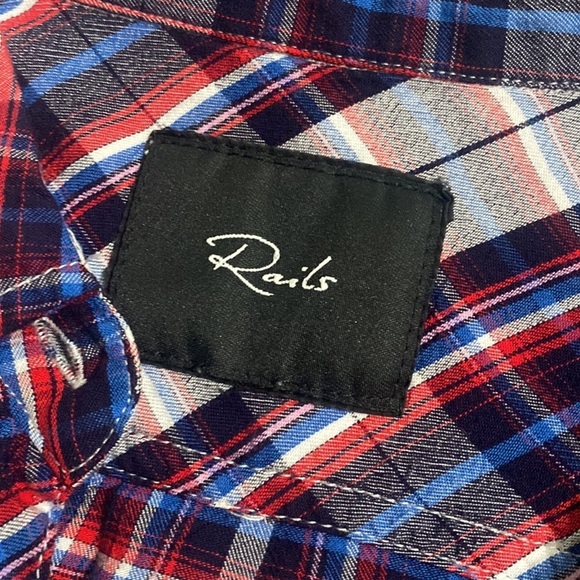 Rails Carmen Plaid Button Down in White/Navy/Red Small - Picture 3 of 7